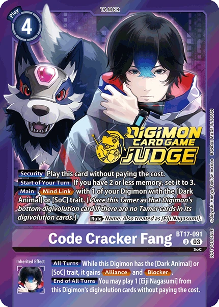 Digimon Card Game Sammelkarte BT17-091 Code Cracker Fang alternatives Artwork 1