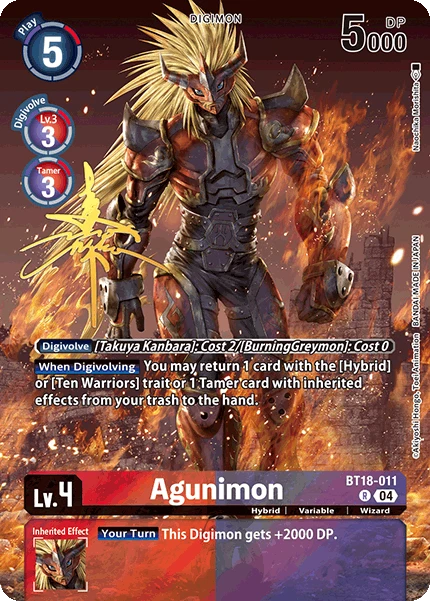 Digimon Card Game Sammelkarte BT18-011 Agunimon alternatives Artwork 1