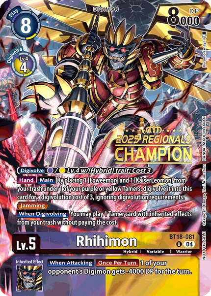 Digimon Card Game Sammelkarte BT18-081 Rhihimon alternatives Artwork 1