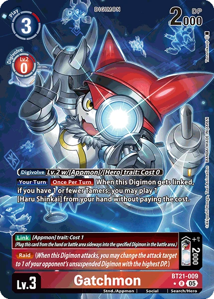 Digimon Card Game Sammelkarte BT21-009 Gatchmon alternatives Artwork 1