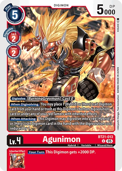 Digimon Card Game Sammelkarte BT21-013 Agunimon