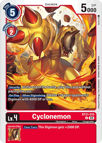 Digimon Card Game Sammelkarte BT21-015 Cyclonemon
