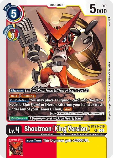 Digimon Card Game Sammelkarte BT21-016 Shoutmon (King Version)