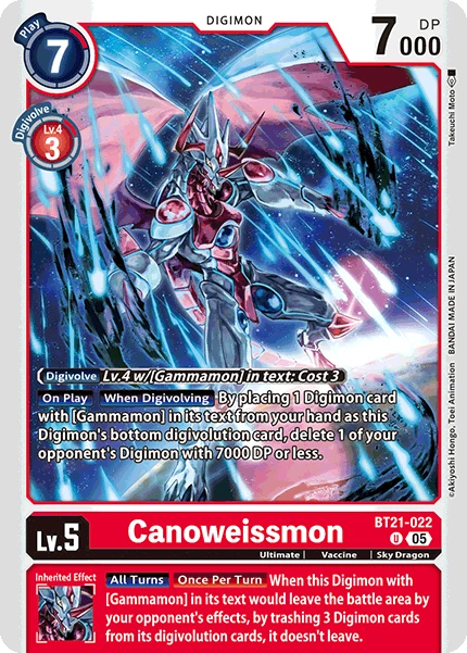 Digimon Card Game Sammelkarte BT21-022 Canoweissmon