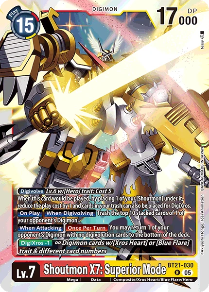 Digimon Card Game Sammelkarte BT21-030 Shoutmon X7: Superior Mode