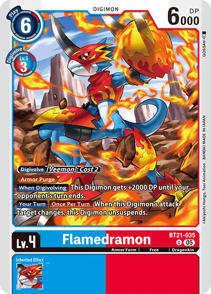 Digimon Card Game Sammelkarte BT21-035 Flamedramon