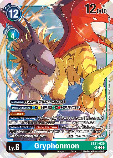 Digimon Card Game Sammelkarte BT21-039 Gryphonmon
