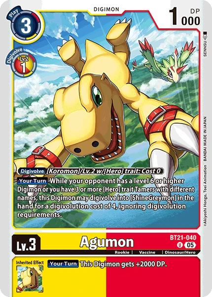 Digimon Card Game Sammelkarte BT21-040 Agumon