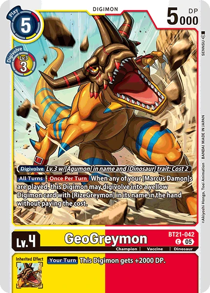 Digimon Card Game Sammelkarte BT21-042 GeoGreymon