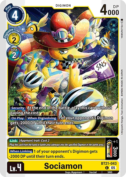 Digimon Card Game Sammelkarte BT21-043 Sociamon