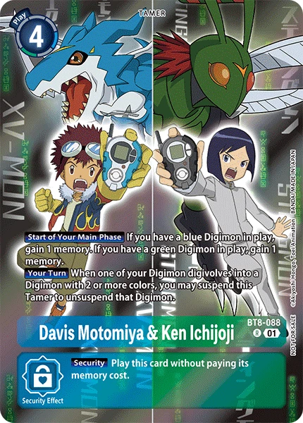 Digimon Card Game Sammelkarte BT8-088 Davis Motomiya & Ken Ichijoji alternatives Artwork 3