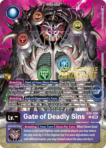 Digimon Card Game Sammelkarte EX6-006 Gate of Deadly Sins alternatives Artwork 1