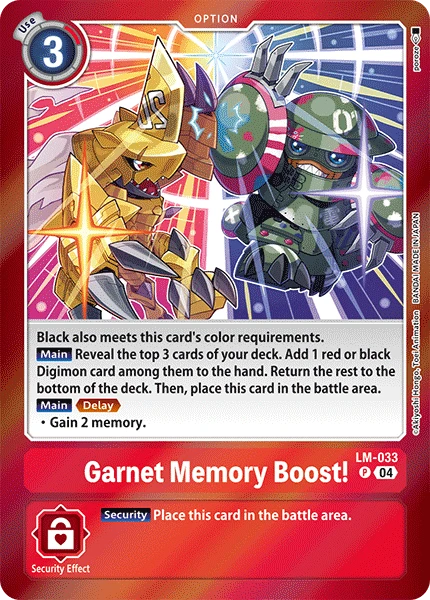 Digimon Card Game Sammelkarte LM-033 Garnet Memory Boost!