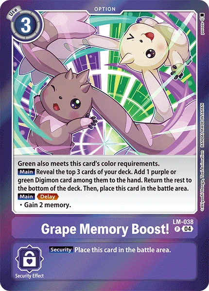 Digimon Card Game Sammelkarte LM-038 Grape Memory Boost!