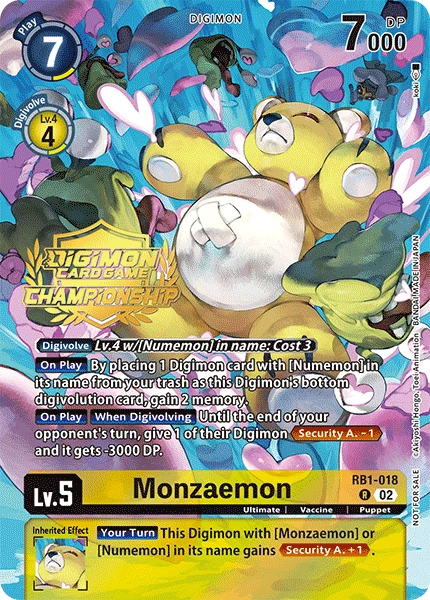 Digimon Card Game Sammelkarte RB1-018 Monzaemon alternatives Artwork 1