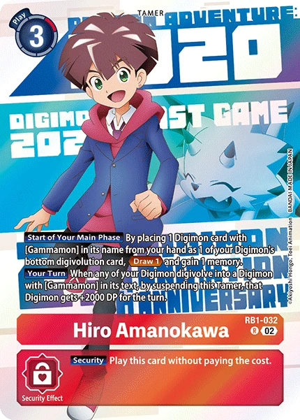 Digimon Card Game Sammelkarte RB1-032 Hiro Amanokawa alternatives Artwork 2