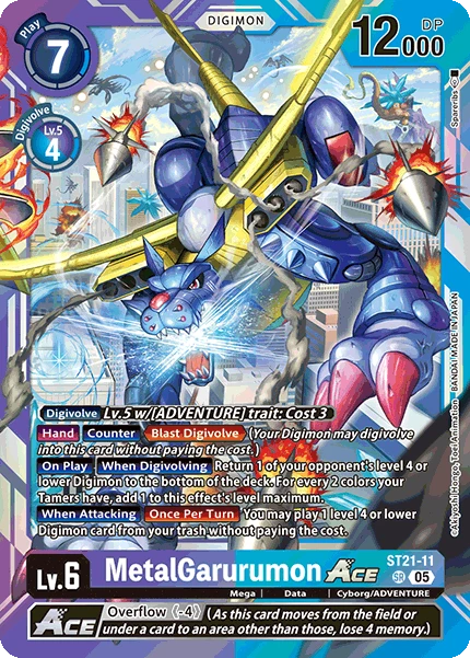 Digimon Card Game Sammelkarte ST21-11 MetalGarurumon ACE