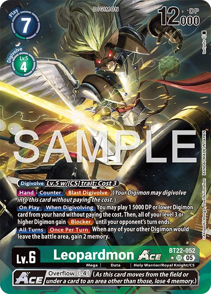 Digimon Card Game Sammelkarte BT22-052 Leopardmon ACE alternatives Artwork 1