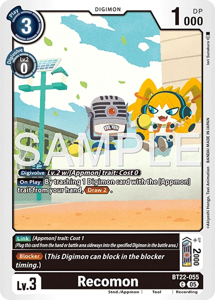 Digimon Card Game Sammelkarte BT22-055 Recomon