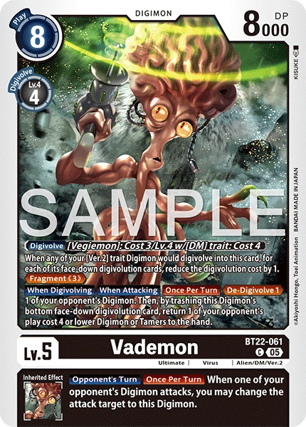 Digimon Card Game Sammelkarte BT22-061 Vademon