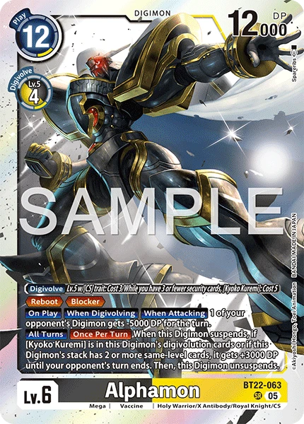 Digimon Card Game Sammelkarte BT22-063 Alphamon