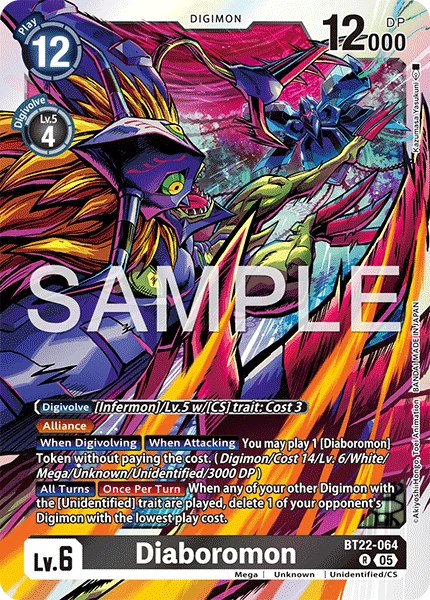 Digimon Card Game Sammelkarte BT22-064 Diaboromon