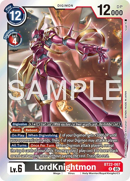 Digimon Card Game Sammelkarte BT22-067 LordKnightmon