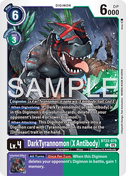 Digimon Card Game Sammelkarte BT22-070 DarkTyrannomon (X Antibody)