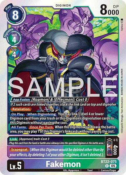 Digimon Card Game Sammelkarte BT22-075 Fakemon