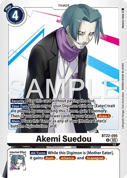 Digimon Card Game Sammelkarte BT22-095 Akemi Suedou