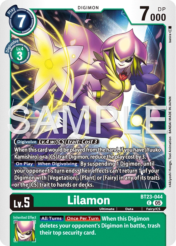 Digimon Card Game Sammelkarte BT23-044 Lilamon