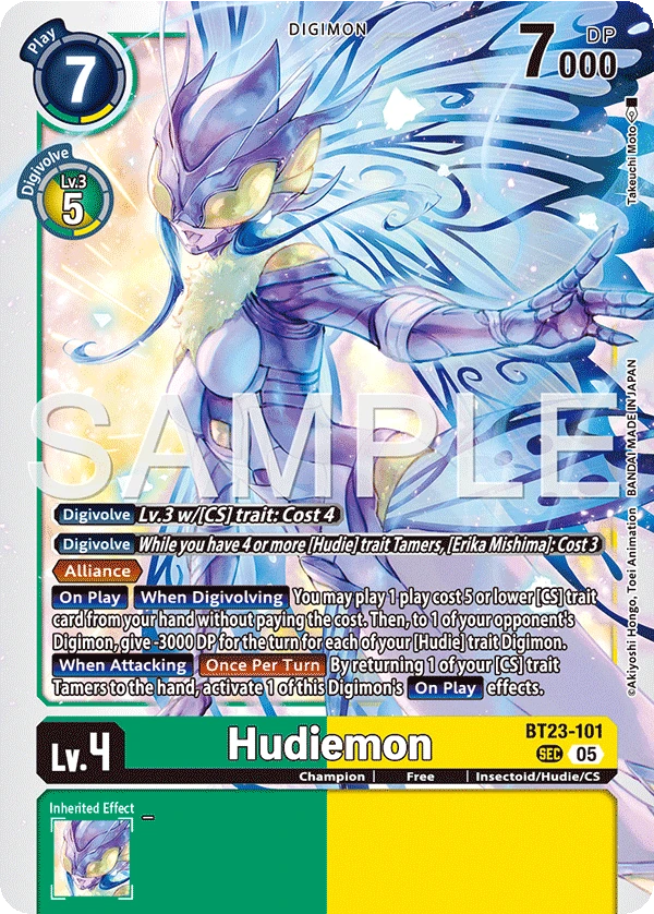 Digimon Card Game Sammelkarte BT23-101 Hudiemon
