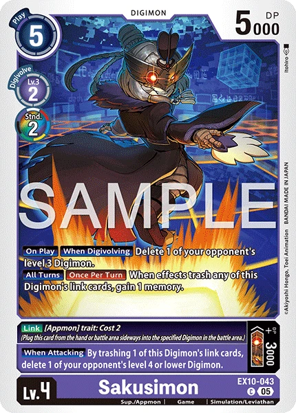 Digimon Card Game Sammelkarte EX10-043 Sakusimon