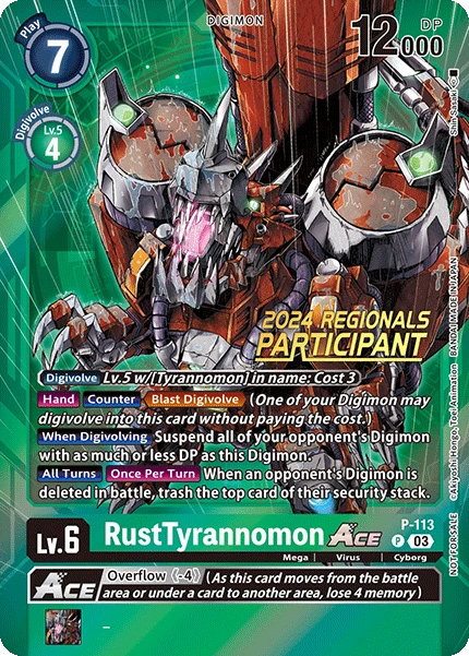 Digimon Card Game Sammelkarte P-113 RustTyrannomon Ace alternatives Artwork 1