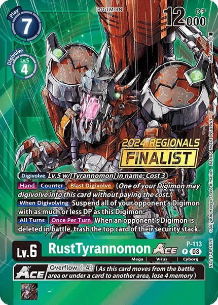 Digimon Card Game Sammelkarte P-113 RustTyrannomon Ace alternatives Artwork 2